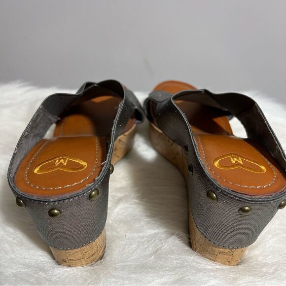 Madeline Adonis silver cross strap brass studded cork heels - 8M‎ - Picture 7 of 11